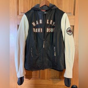 Harley jacket, size large, black.